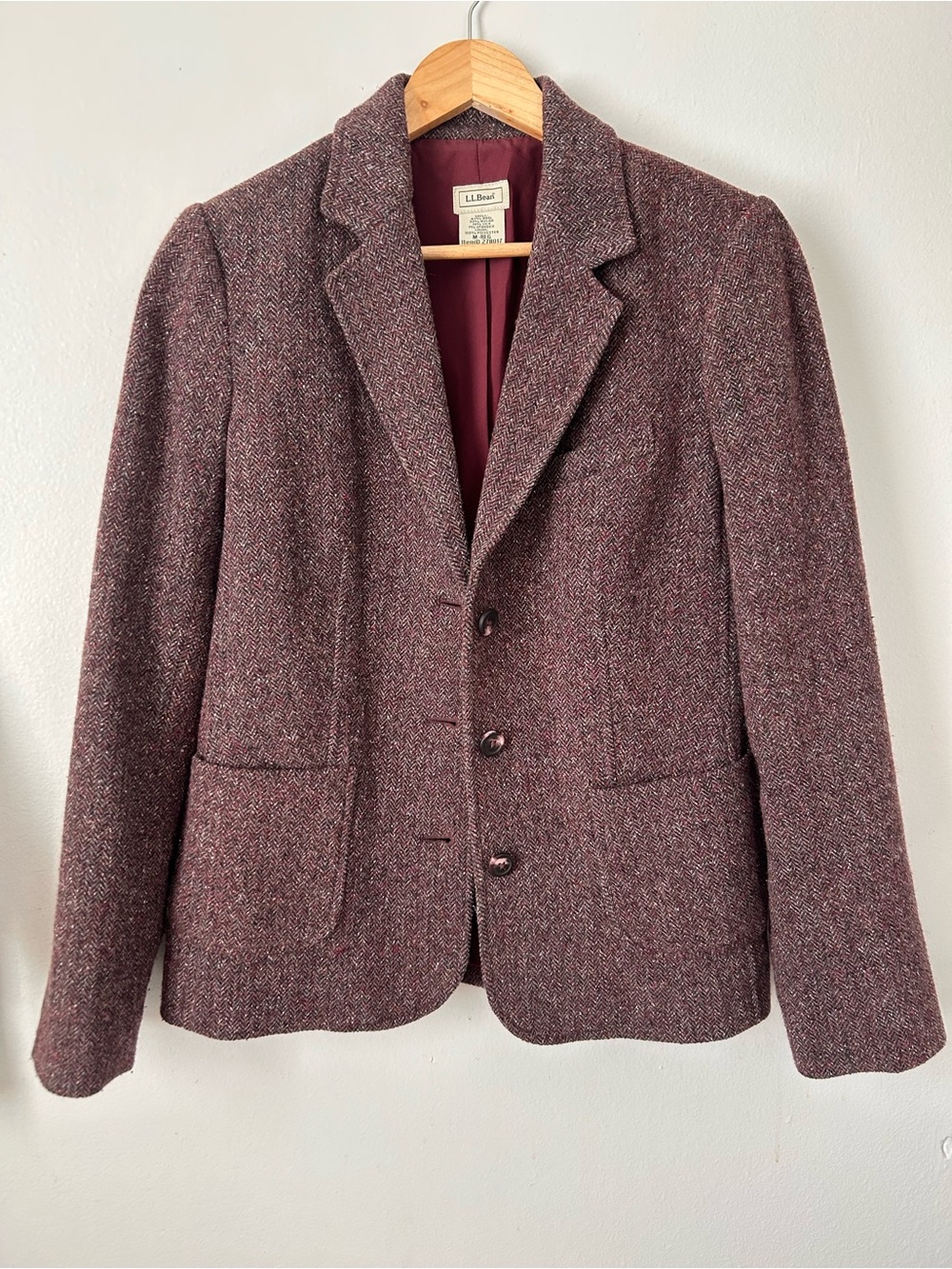 L.L.Bean Wool Silk Blend Herringbone Blazer – Women’s M Regular